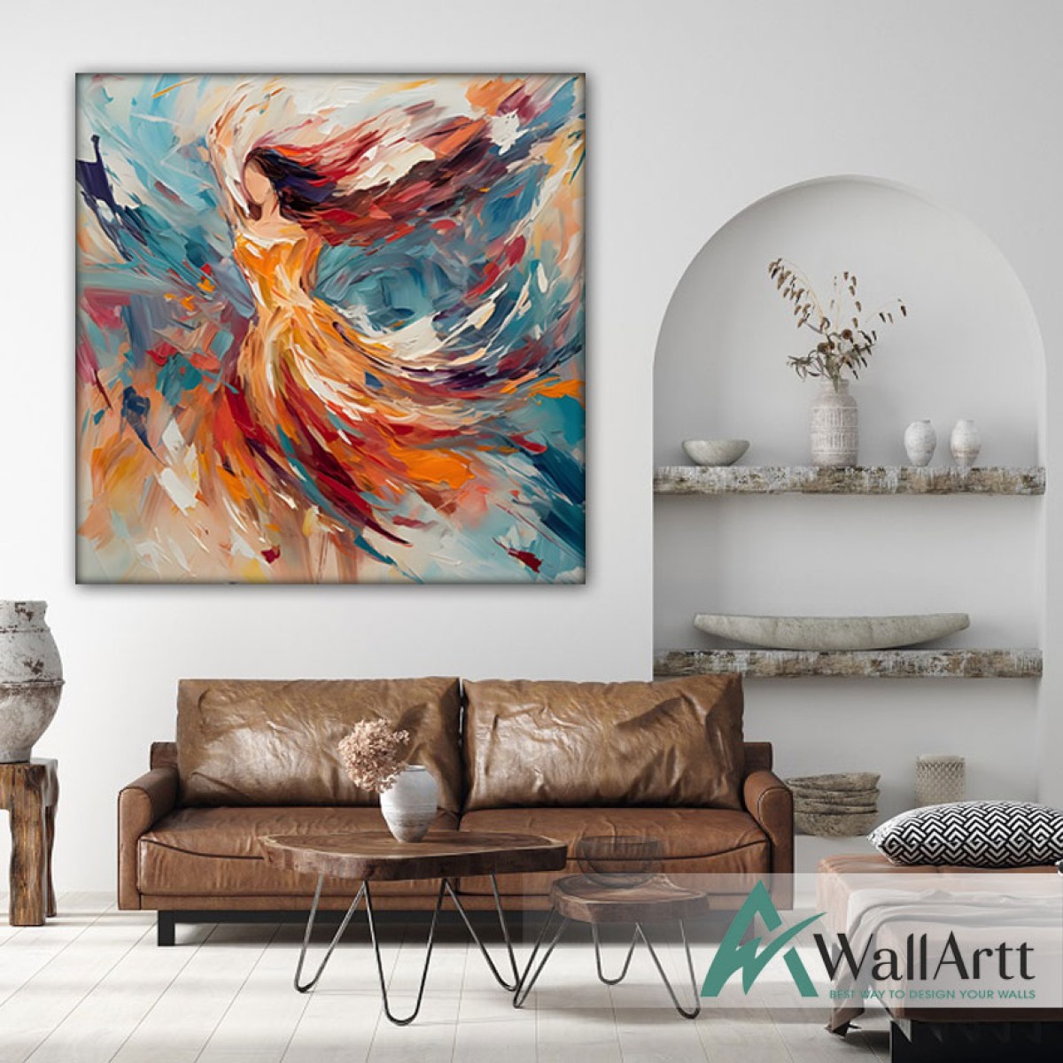 Abstract Free Spirit 3D Heavy Textured Partial Oil Painting